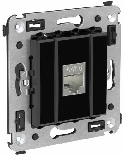 Розетка компьютерная экранированная без рамки DKC Avanti 1-м. RJ45 6е черный квадрат картинка